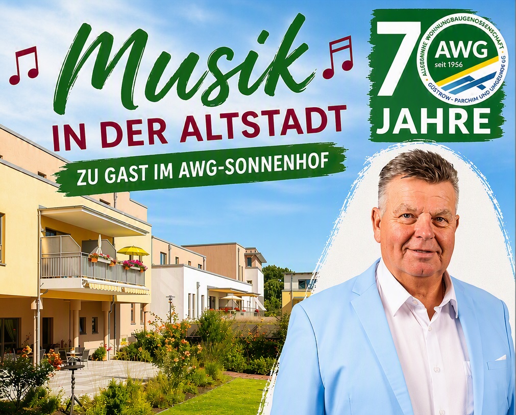 Das Bild zeigt ein Plakat für Musik in der Altstadt, auf dem der Künstler des Abend, Schlagerikone Frank zu sehen ist.