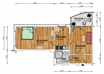 altersfreundliche Wohnung mit Fahrstuhl in der Südstadt - Grundriss (10884)