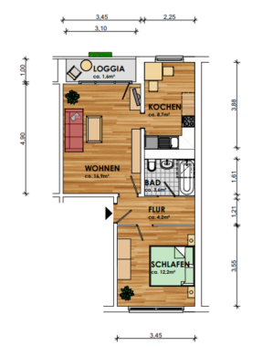 Kurzexposé 218/1/8 - Grundriss (12272)