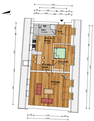 Großzügige Dachgeschosswohnung mit Charakter – Wohnen im Herzen der Güstrower Innenstadt - Grundriss (12352)